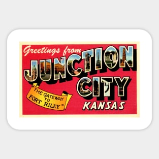 Greetings from Junction City, Kansas - Vintage Large Letter Postcard Sticker